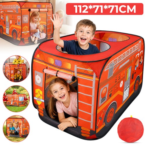 Fire truck pop tent - up,