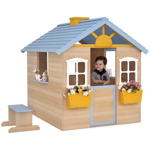 Outsunny wooden kids playhouse - outsunny,