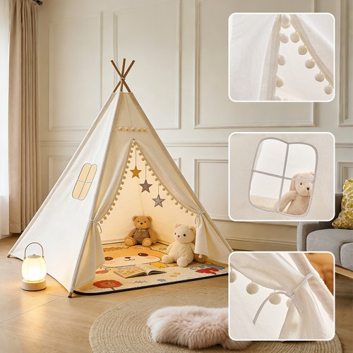 160cm large canvas kids teepee - canvas,